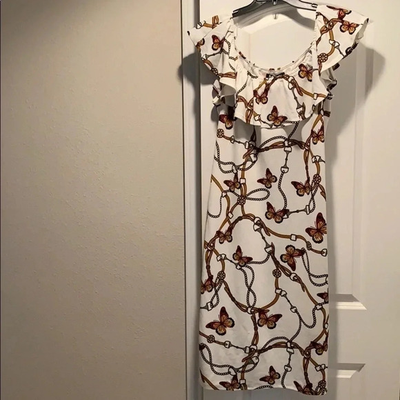 Dresses & Skirts - Butterfly Printed Ruffle Collar Dress